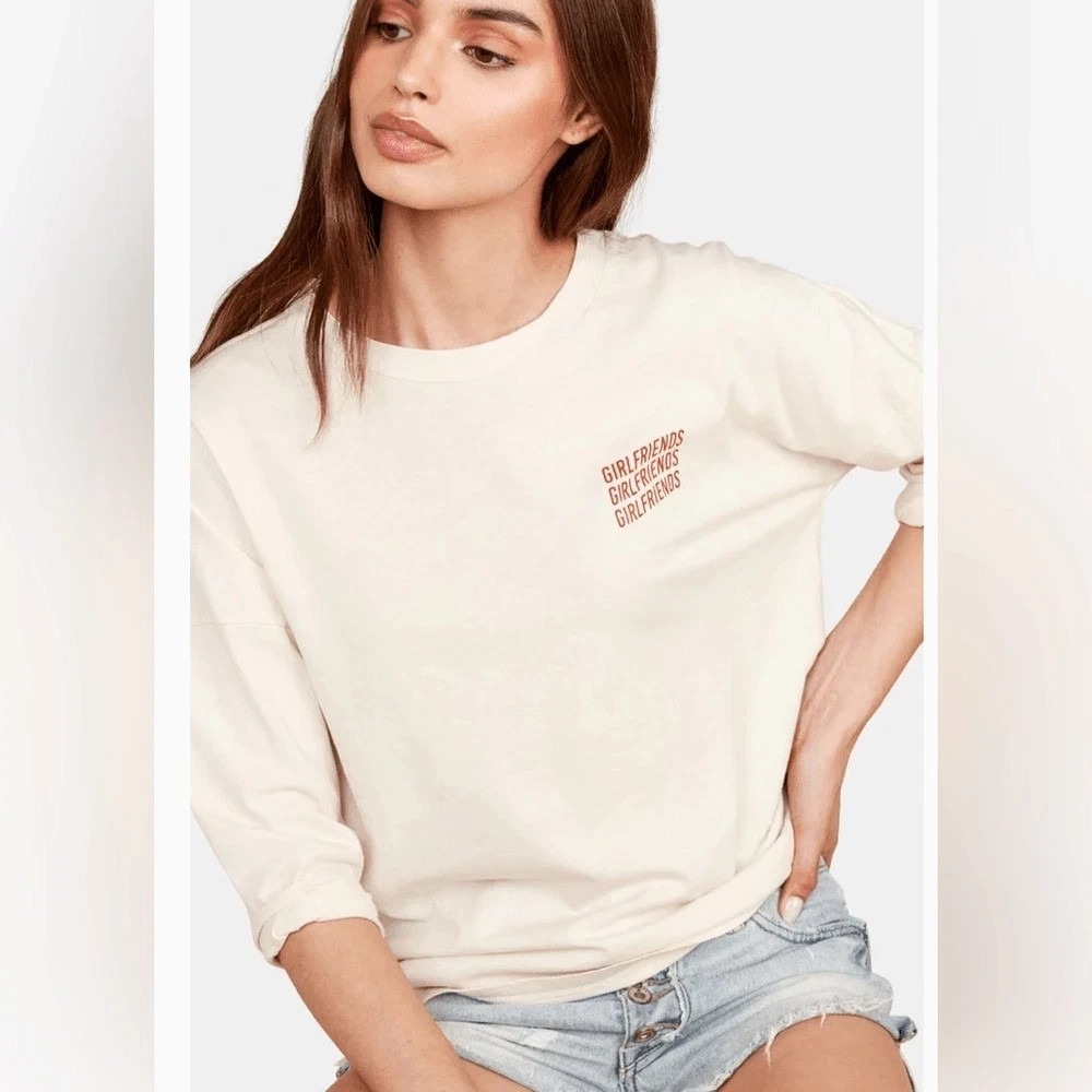 Mate the Label Tee Size Small Boatneck Top 100% Organic Cotton "Girlfriends"